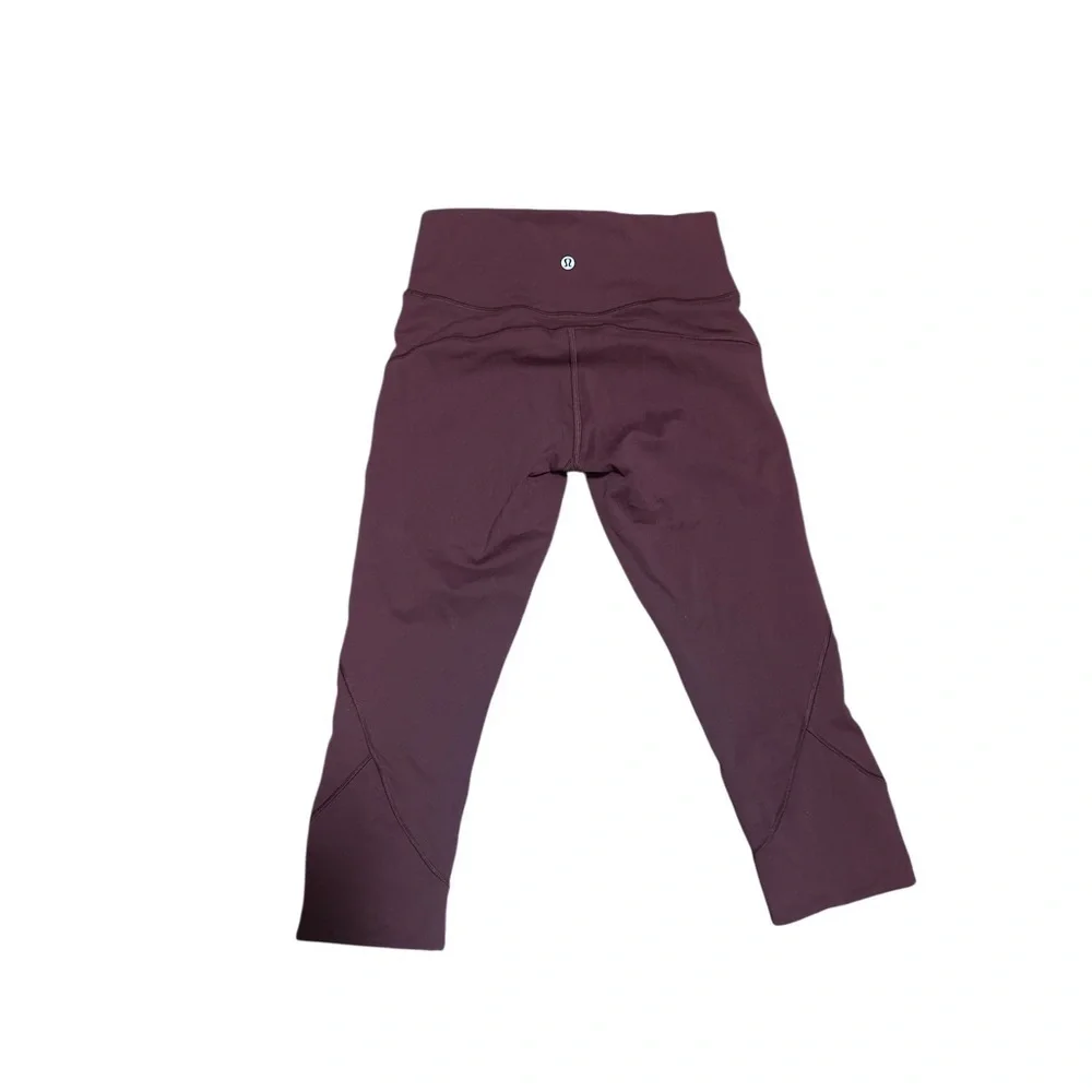Lululemon Burgundy Crop Leggings Size 6 Pockets High Rise Athletic Yoga